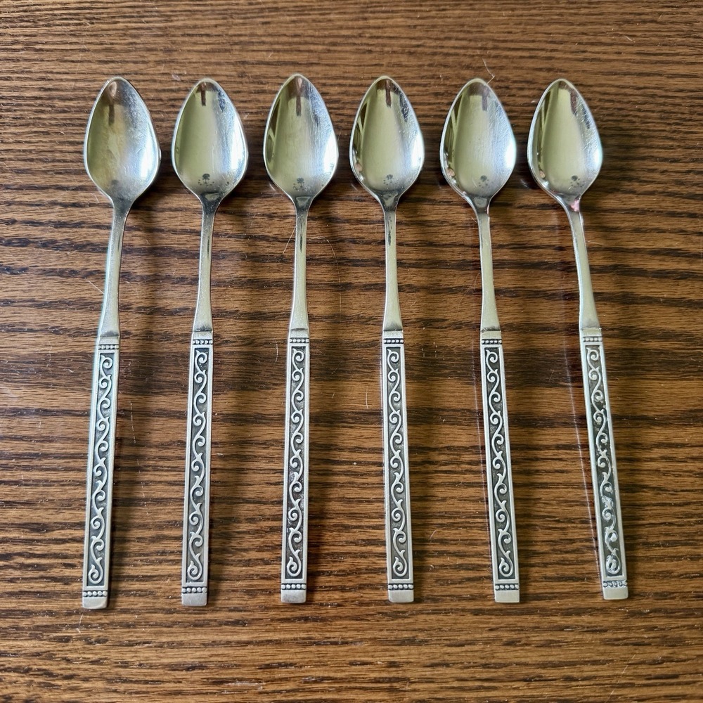 Oneida SPANISH COURT Iced Tea Spoons Stainless Steel Flatware 1881 Rogers